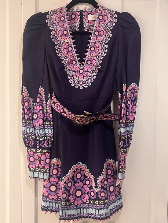 Zimmermann Dresses & Skirts - Zimmermann Dark Purple Dress with Pink Floral Design